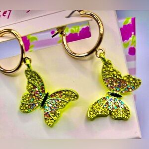 Betsey Johnson Gorgeous Butterfly Hoop Earrings NWT